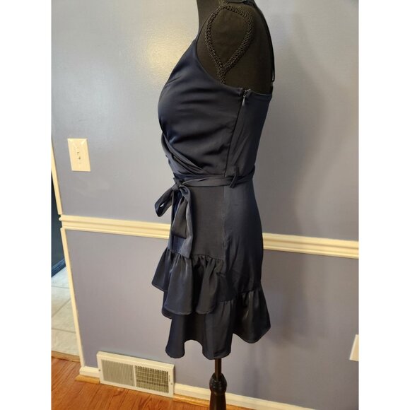 Studio 19 Navy Dress Spaghetti Strap Size XS Summer Ruffle Above knee - Picture 3 of 6